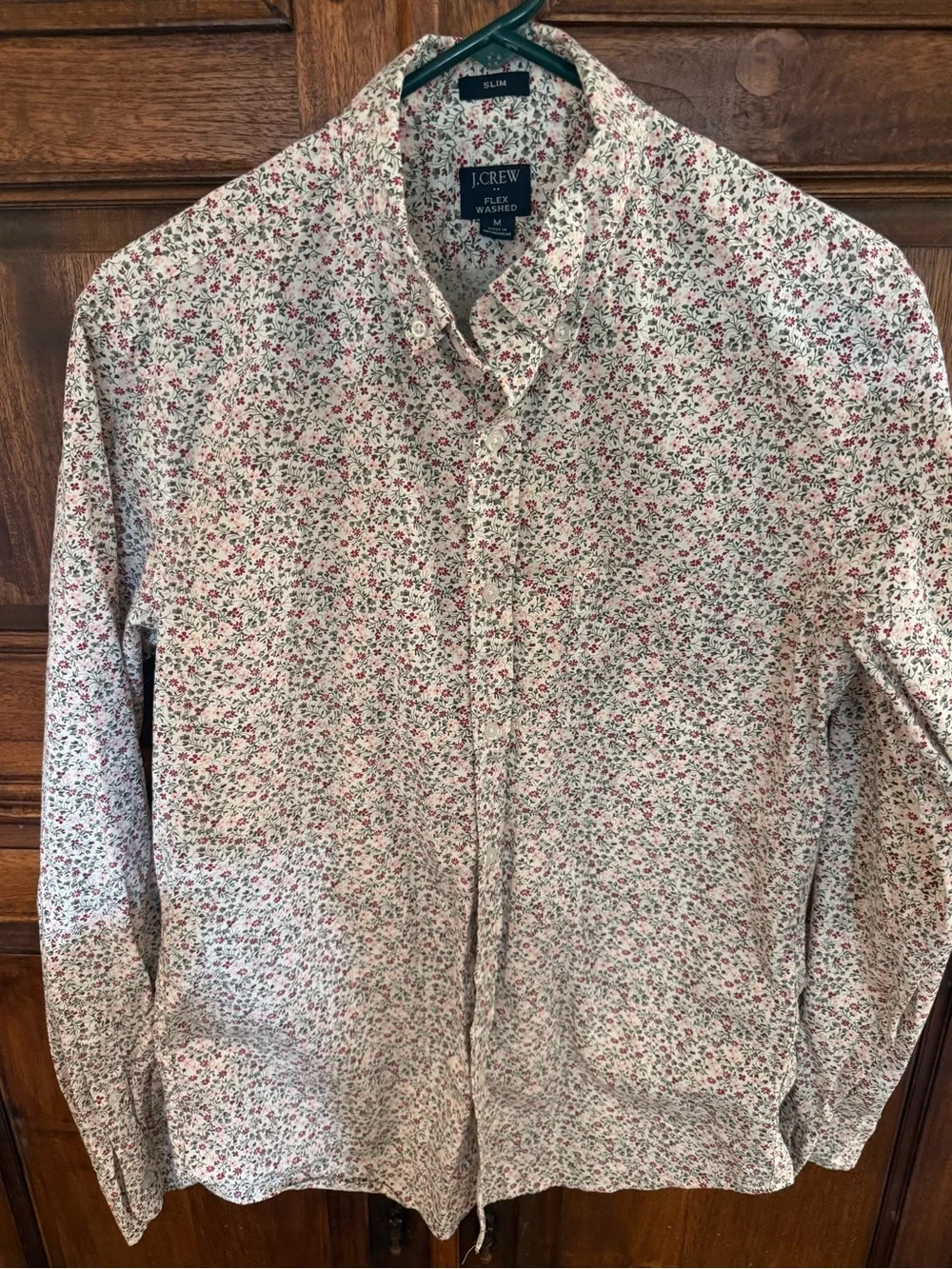 J.Crew Flex Washed Men’s M Slim Floral Button-Up Shirt Long Sleeve Woven